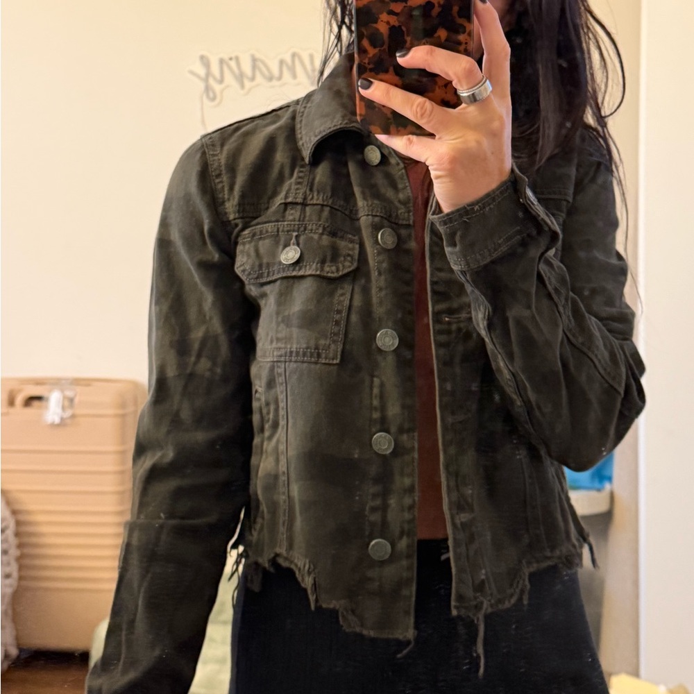 Women’s Washed Olive Green Denim Jacket